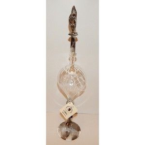Murano Hand Blown Glass Swirl Bulb Decanter Clear Silver Mercury
